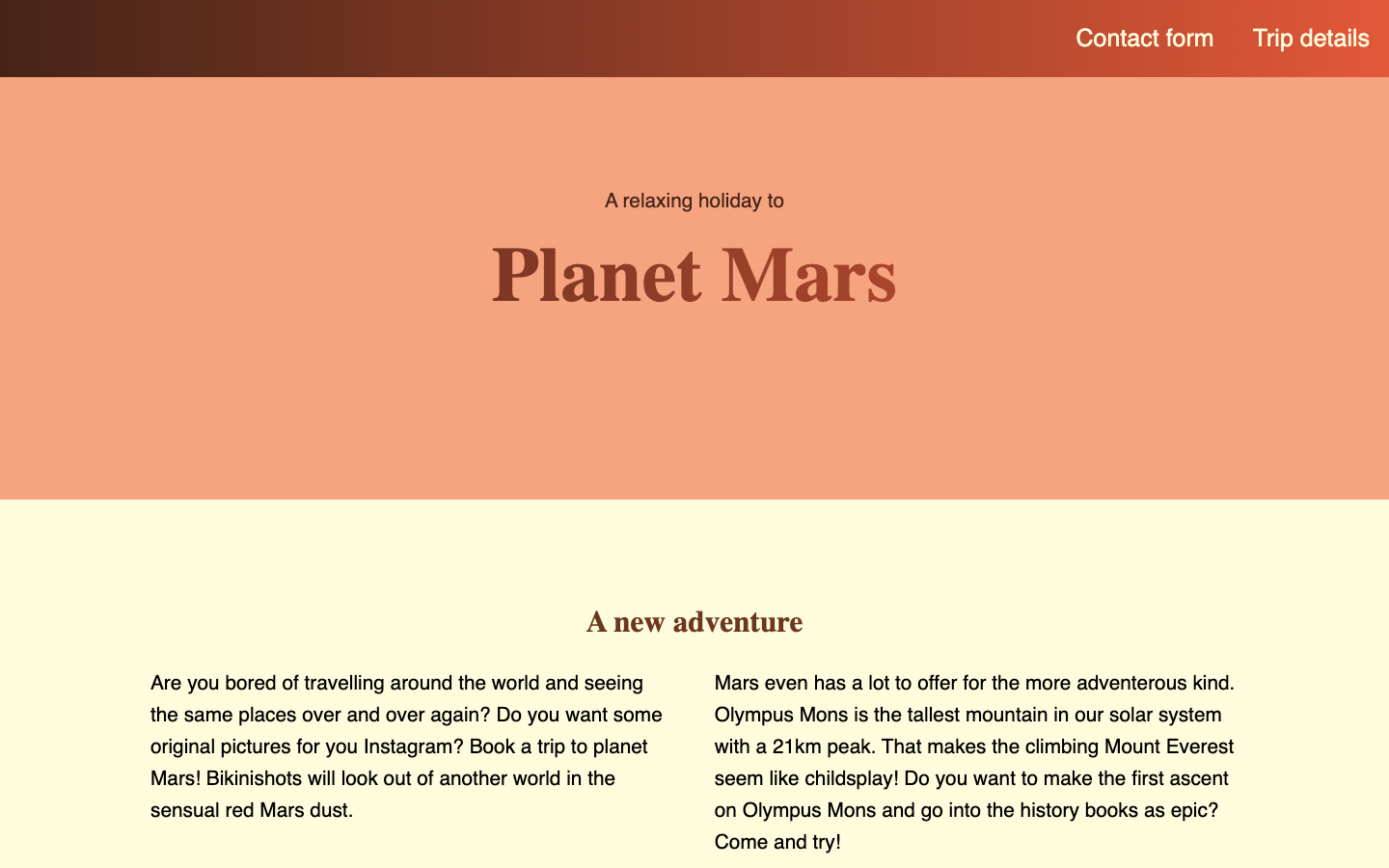 Book a holiday to planet Mars on this website